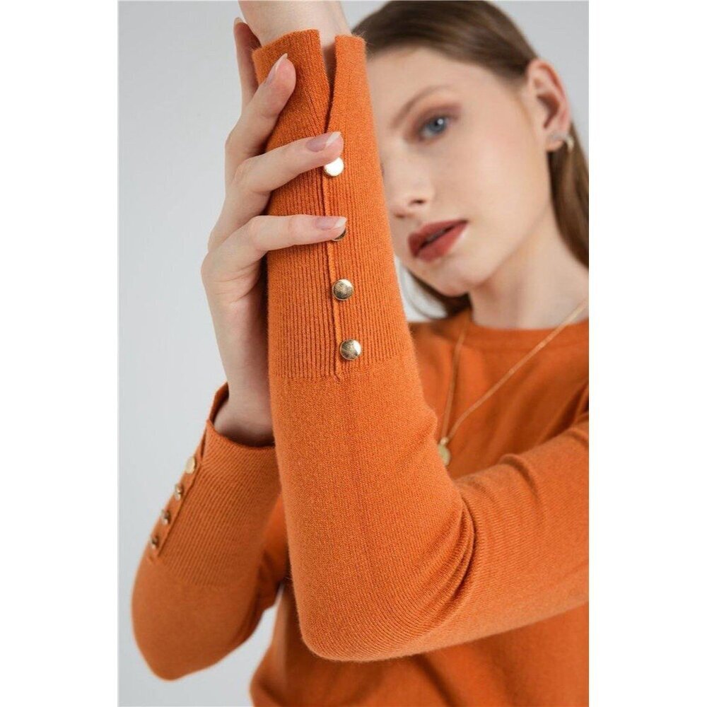 NEW ZARA Knit Sweater Mustard Yellow Buttons Long Sleeve SMALL